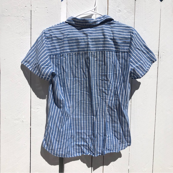 Forever21 Chic Striped Blue & White Collar Button Up - Picture 3 of 9